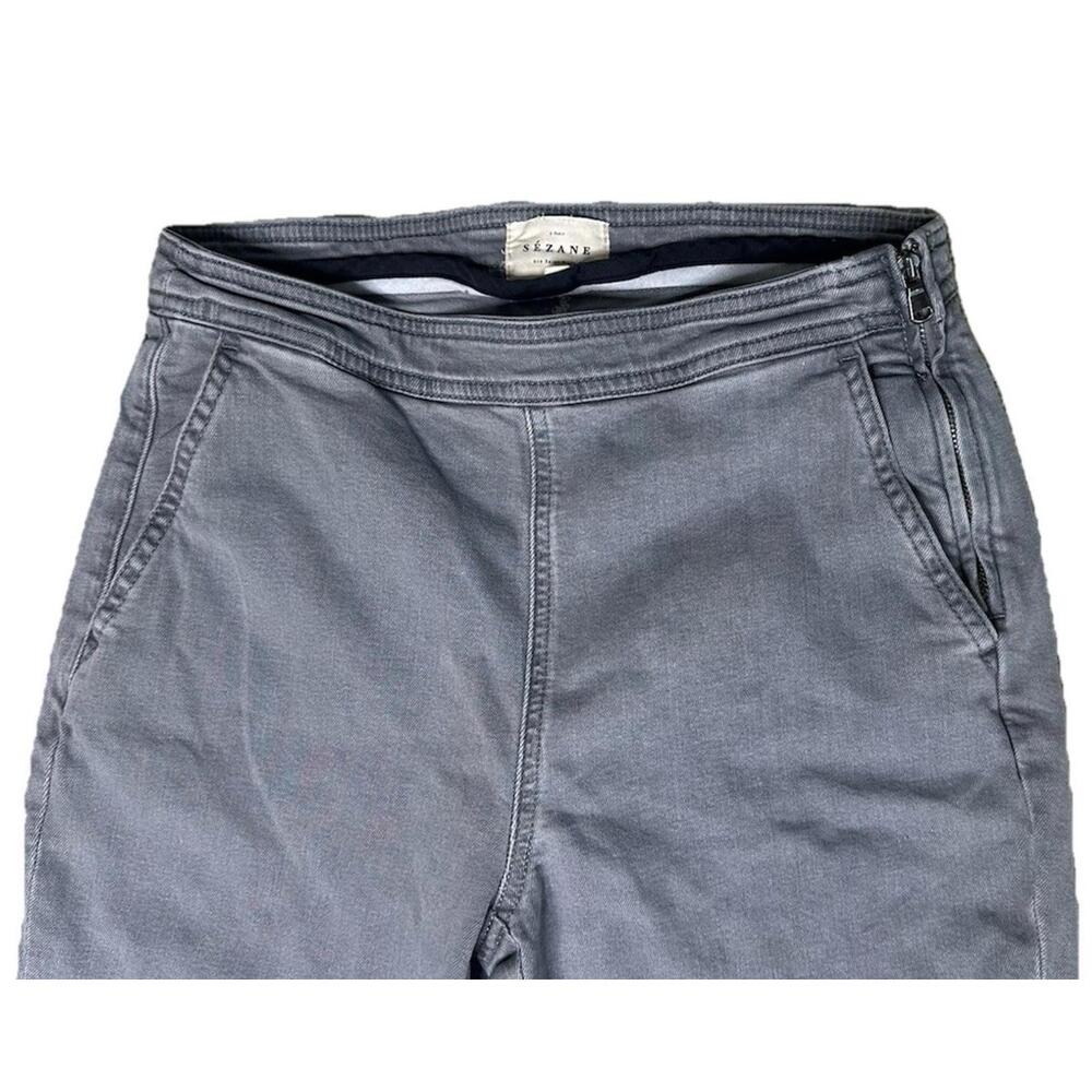 Sezane Clara Trousers Womens 38/6 Gray Denim Pants Stretch Tapered 27 in x 28 in - Picture 3 of 8